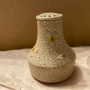 Salt or Pepper Shaker - Stone Colored with Flowers